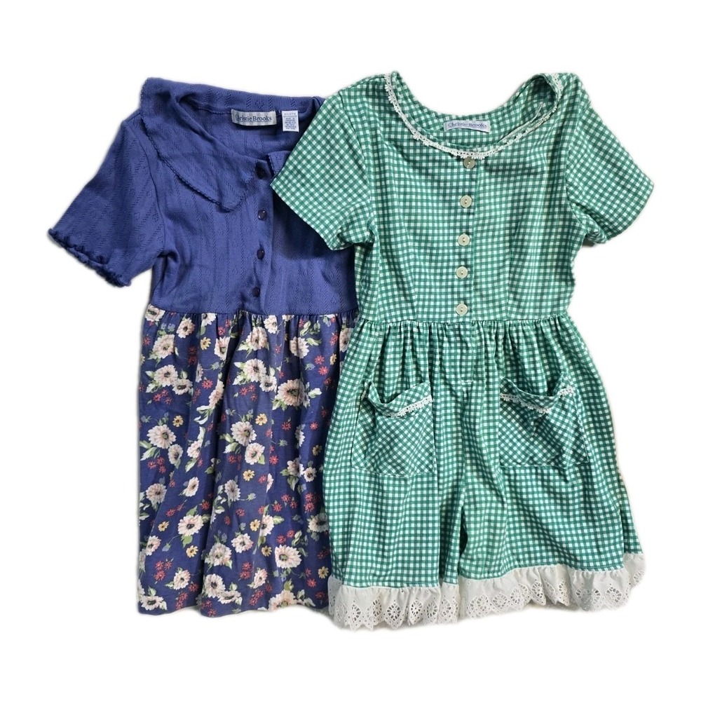 Vintage Girls Romper Dress M 10-12  Christie Brooks Lot Of‎ 2